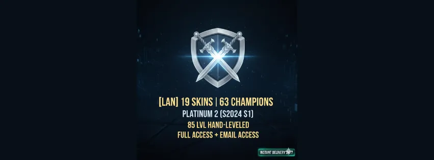 🟢[LAN] 19 SKINS 🟢 63 CHAMPIONS 🟢 PLATINUM 2 (S2024 S1) 🟢 85 LVL HANDLEVELED 🟢 FULL ACCESS + EMAIL ACCESS